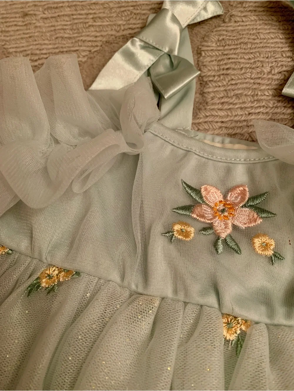 Audrey Camille Toddler 18m Mint Green Embroidered Tulle Party Dress